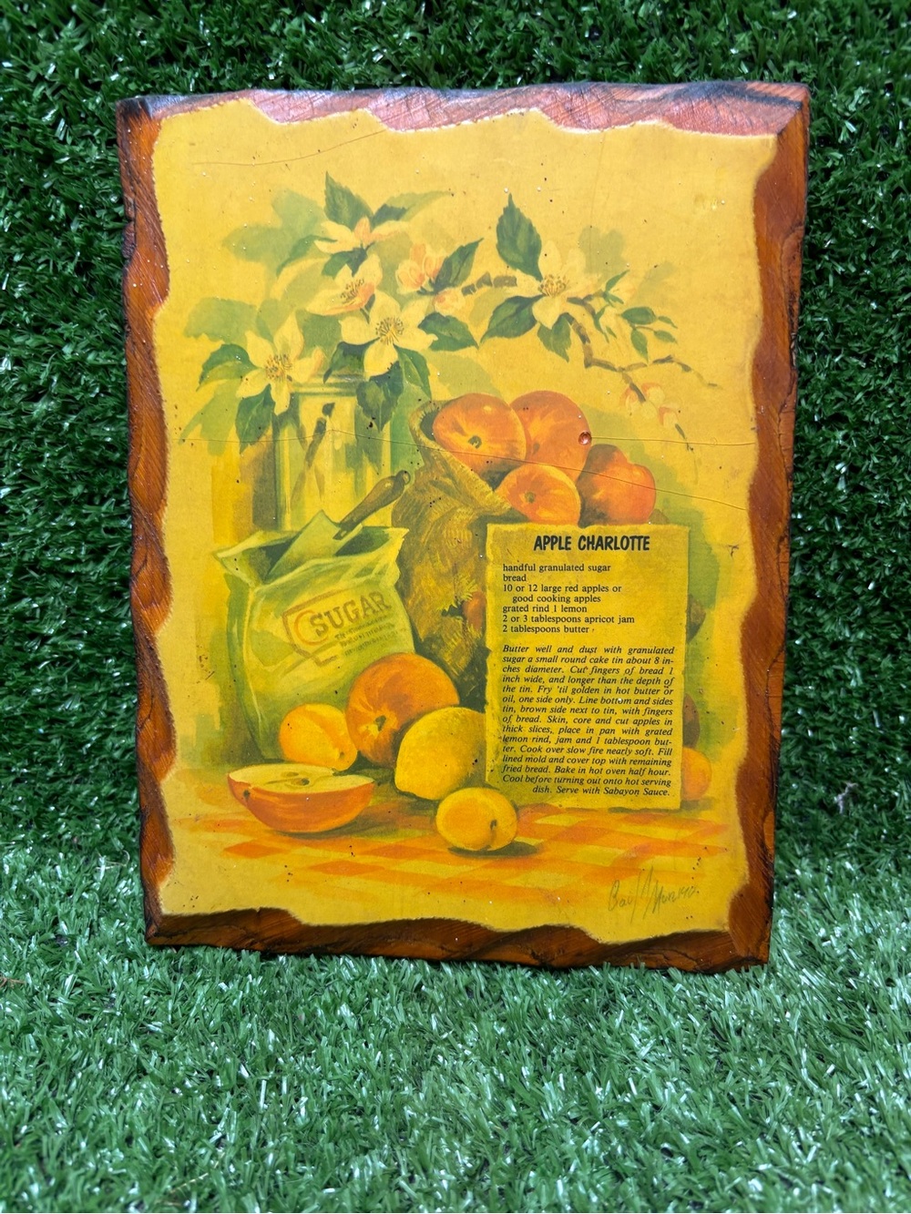 Vintage Fruit & Recipe Wall Art Plaque - Yellow Orange Still Life